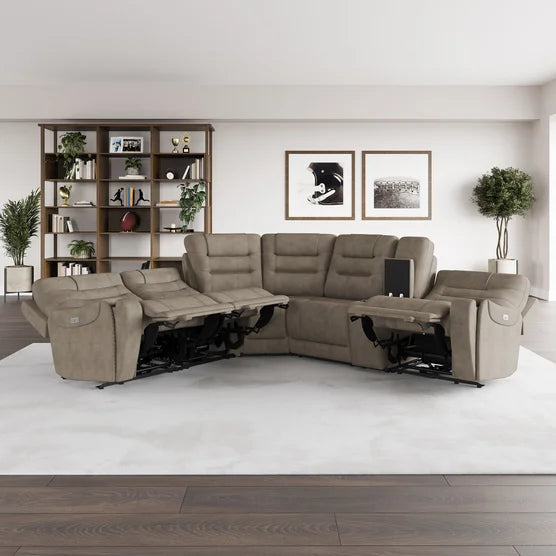 Barcalounger Carmelo Fabric Power Reclining Sectional with Power Headrests*