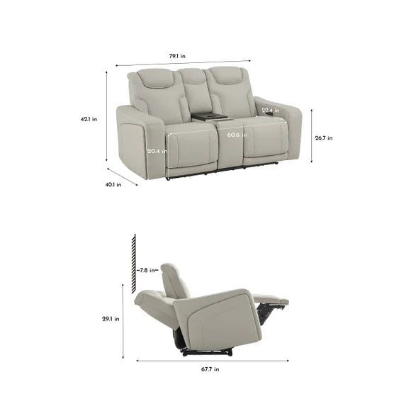 Alton Leather Power Reclining Sofa with Power Headrests and Cooling Unit*