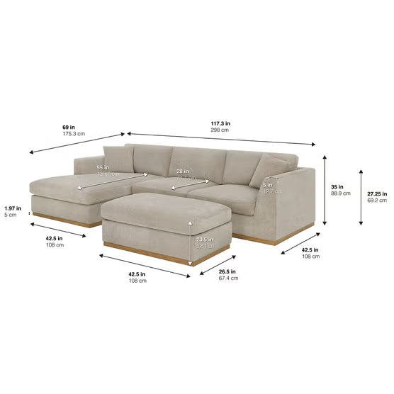 Henredon Caley Reversible Sofa Chaise with Ottoman*