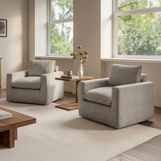 Aiden & Ivy Sereen Fabric Swivel Accent Chair, Taupe*