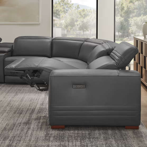 Aiden & Ivy Karson Leather Power CloudZero Reclining Sectional with Power Headrests, Gray*
