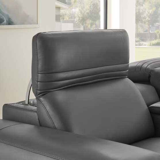 Aiden & Ivy Karson Leather Power CloudZero Reclining Sectional with Power Headrests, Gray*