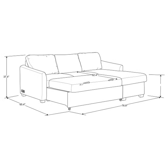 Coddle Cameron Convertible Sofa with Reversible Chaise and Storage, Taupe*