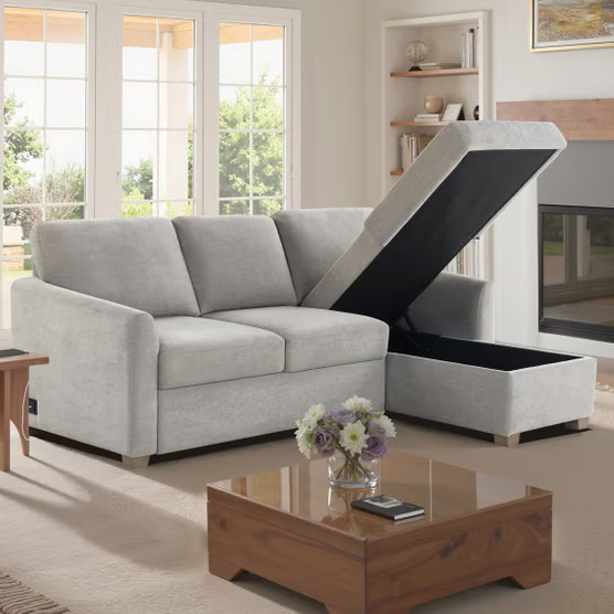 Coddle Cameron Convertible Sofa with Reversible Chaise and Storage, Taupe*