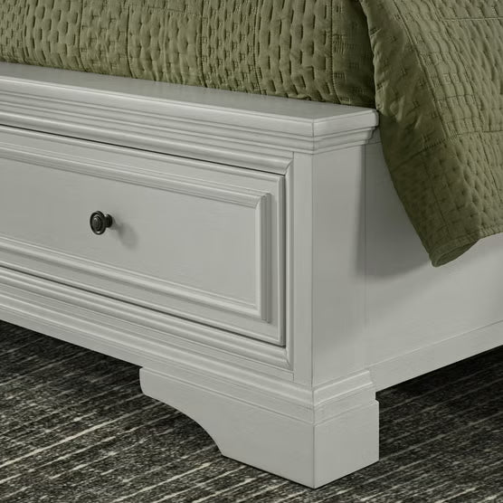 Anistyn Wood Bed Frame with Upholstered Headboard, Gray Finish*