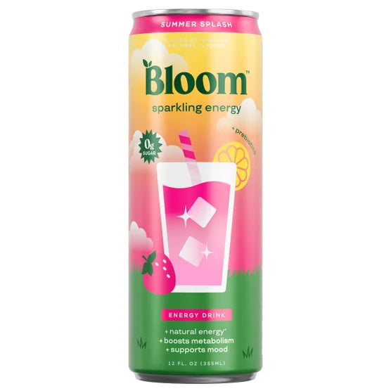 Bloom Sparkling Energy Drink, Summer Splash, 12 fl oz, 12-count