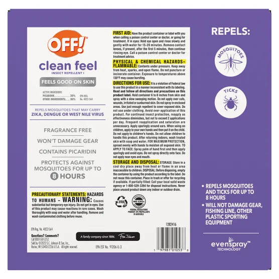 OFF! Clean Feel Mosquito Repellent Picaridin DEET-free Bug Spray Set