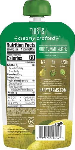 Happy Baby Pears Kale and Spinach Baby Food, 4 oz