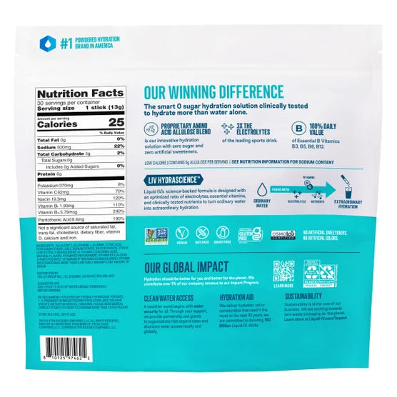 Liquid I.V. Hydration Multiplier, 30 Individual Serving Stick Packs in Resealable Pouch, Sugar Free, Ring Pop Cherry