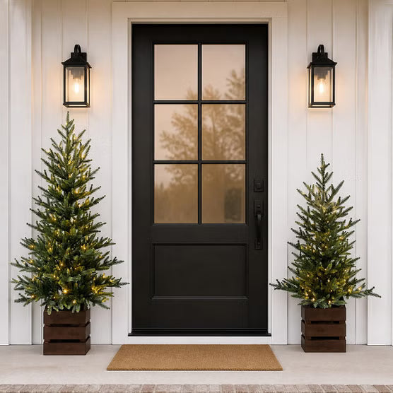 Boxed Pine Trees with Twinkle Lights, Set of 2*