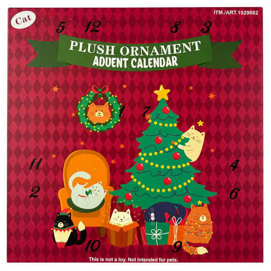 Plush Ornament Advent Calendar, Set of 12, Cats or Dogs