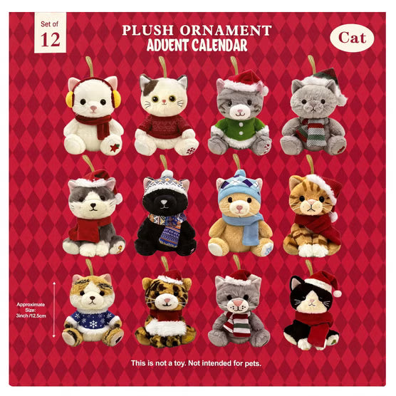 Plush Ornament Advent Calendar, Set of 12, Cats or Dogs