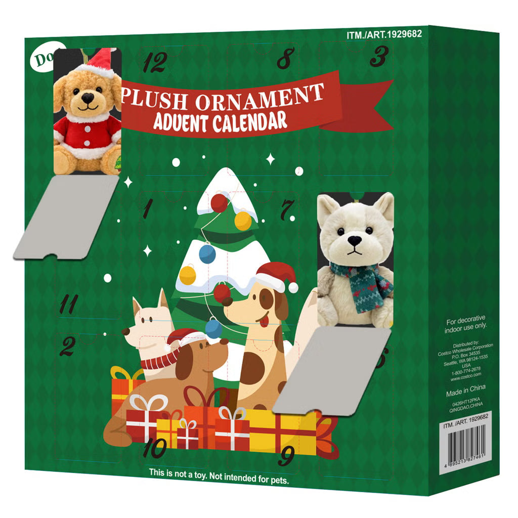 Plush Ornament Advent Calendar, Set of 12, Cats or Dogs