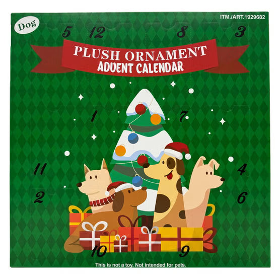 Plush Ornament Advent Calendar, Set of 12, Cats or Dogs