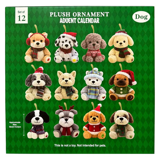 Plush Ornament Advent Calendar, Set of 12, Cats or Dogs