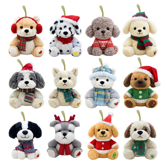 Plush Ornament Advent Calendar, Set of 12, Cats or Dogs
