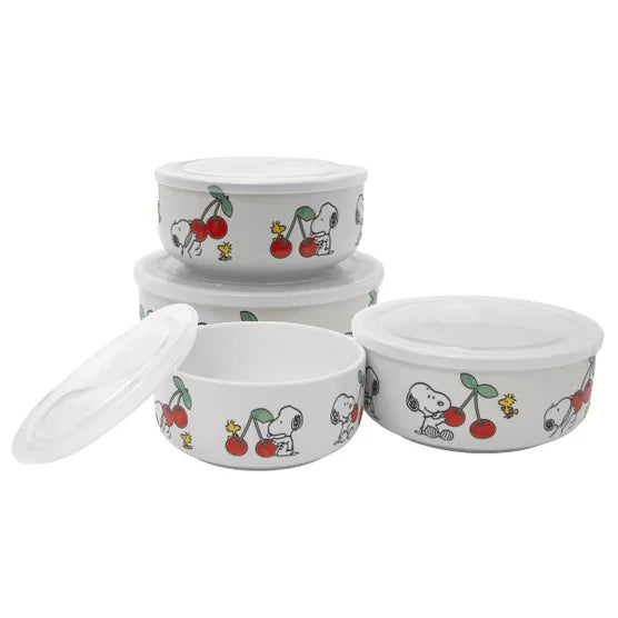 Decorated Food Storage Bowls with Venting Lids, 4-pack
