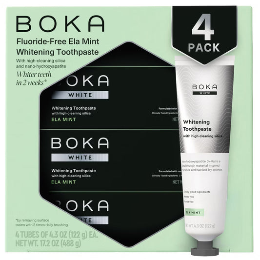 Boka Fluoride-Free Ela Mint Whitening Toothpaste, 4.3 oz, 4-pack