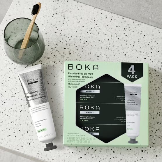 Boka Fluoride-Free Ela Mint Whitening Toothpaste, 4.3 oz, 4-pack