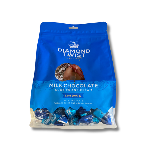 Choco Lake Diamond Twist Milk Chocolate with Cookie and Cream, 32 oz