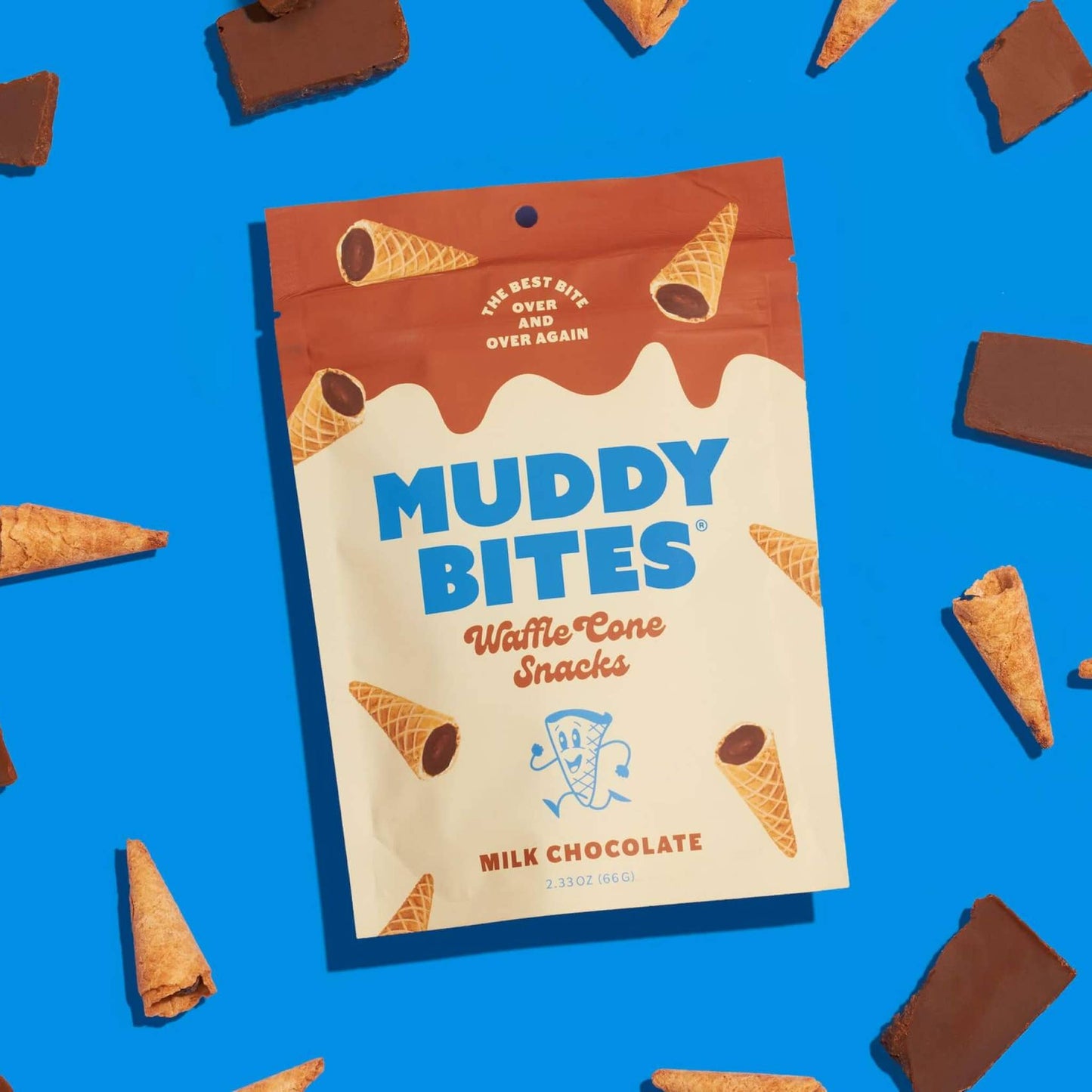 Muddy Bites Milk Chocolate Bite-Sized Waffle Cones Snacks, 2.33 oz