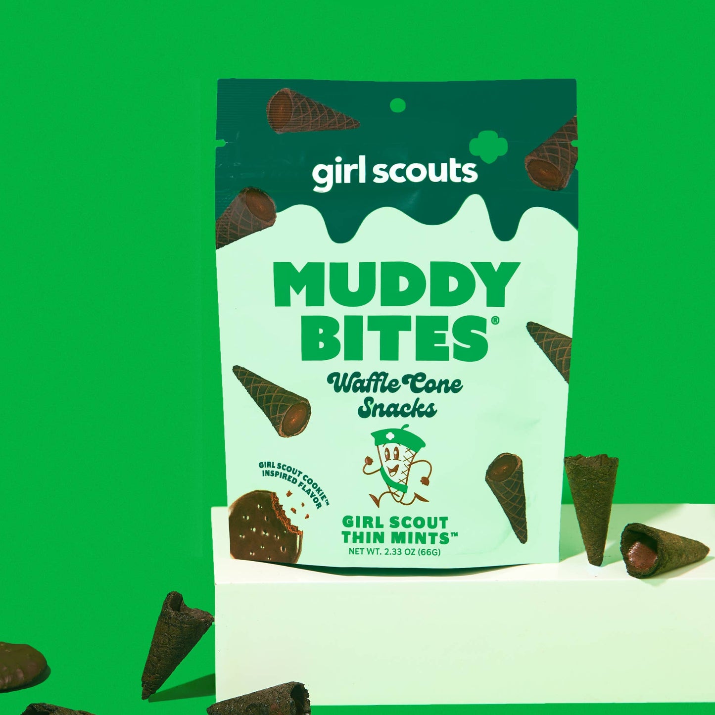 Muddy Bites Thin Mint Bite-Sized Waffle Cones Snacks, 2.33 oz