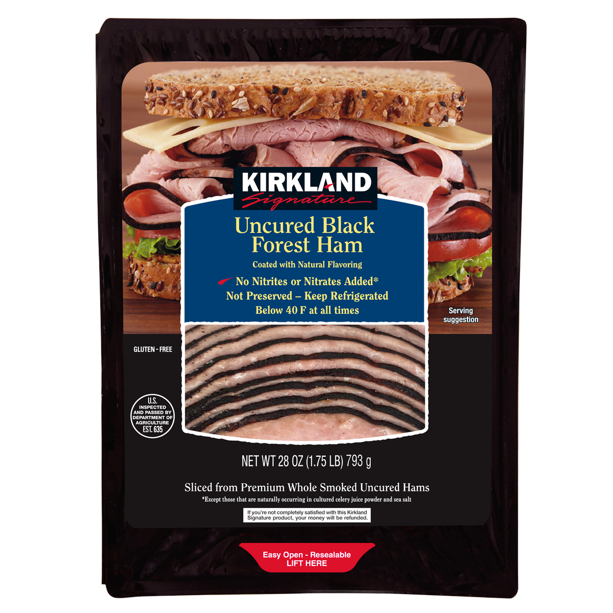 Kirkland Signature Uncured Black Forest Ham, 28 oz