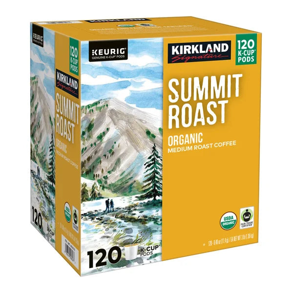 Kirkland Signature Coffee Organic Summit Roast K-Cup Pod, 120 count