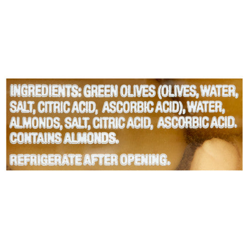 Delallo Organic Almond Stuffed Green Pitted Olives, 4.5 oz
