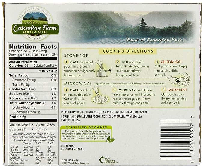 Cascadian Farm Organic Frozen Cut Spinach, 10 oz