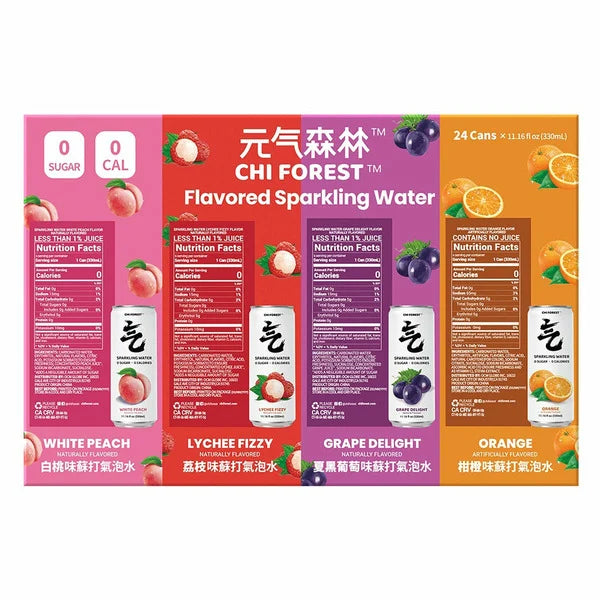 Chi Forest Flavored Sparkling Water Variety Pack, 24 ct, 11.15 oz