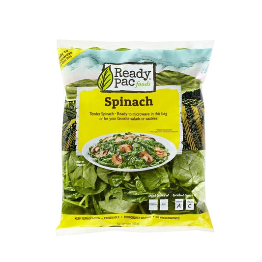 Ready Pac Bistro Spinach, Microwavable Salad Bag, 9 oz