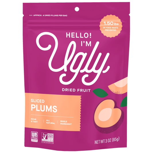 Hello I'm Ugly Dried & Sliced Plums, 3 oz