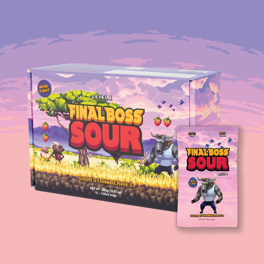 Sour Boss Level 1 Strawberries (12 pack) Dried Fruit Sour Snack