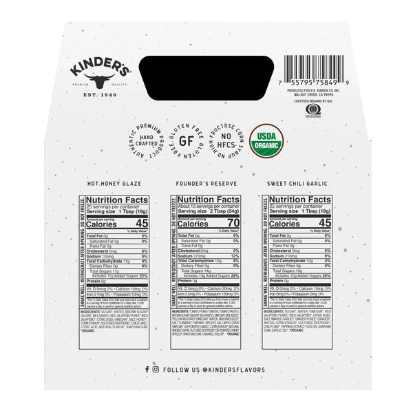 Kinder's Organic Gold Label Sauce Variety Pack, 3-count