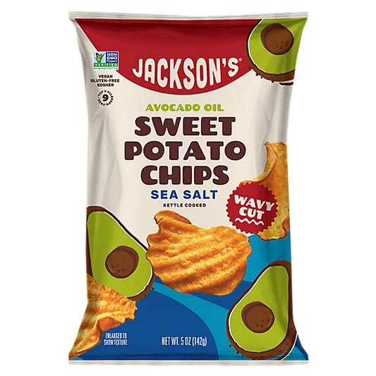 Jackson's Chips Avocado Oil Wavy Sweet Potato Sea Salt Chips, 5 oz