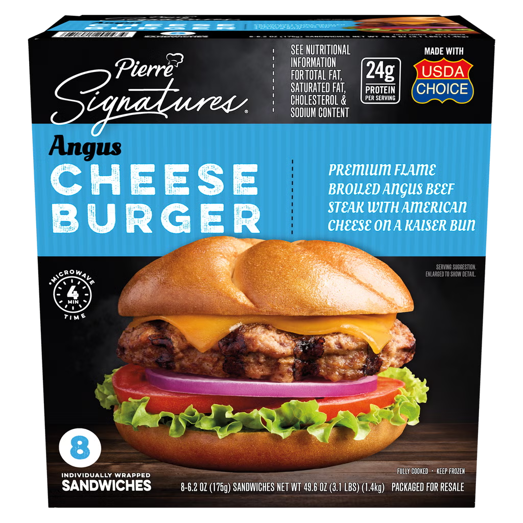 Pierre Signatures Angus Cheeseburger, 6.2 oz, 8 ct
