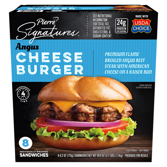 Pierre Signatures Angus Cheeseburger, 6.2 oz, 8 ct