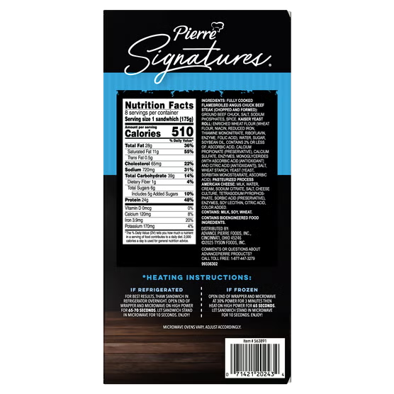 Pierre Signatures Angus Cheeseburger, 6.2 oz, 8 ct
