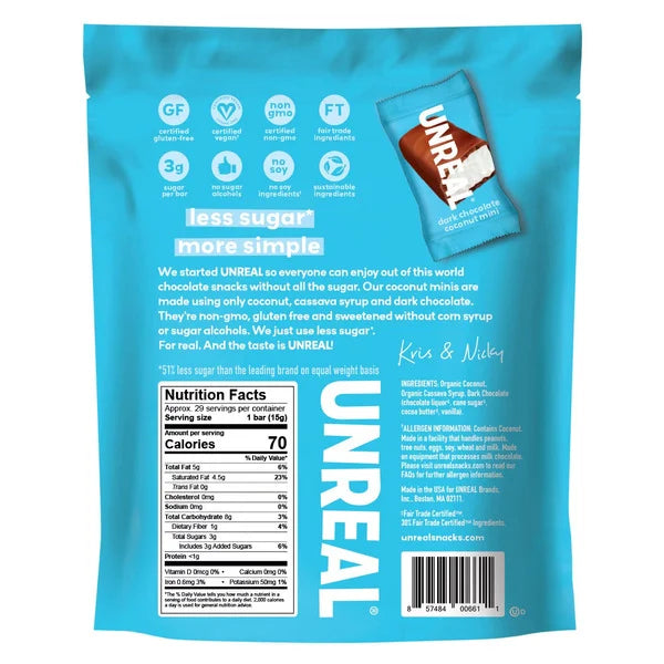 UNREAL Chocolate Dark Coconut Bar Bag, 15.3 oz