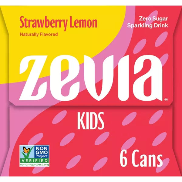 Zevia Kidz Strawberry Lemonade Zero Calorie Soda, 6 Count