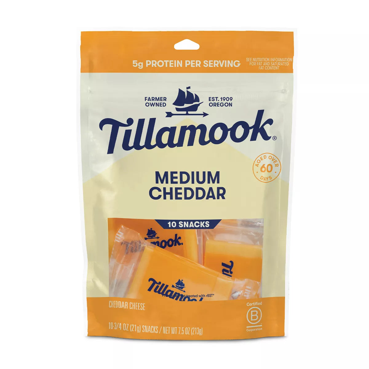 Tillamook Medium Cheddar Cheese Snack Portions, 7.5 oz