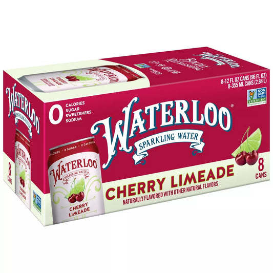 Waterloo Cherry Limeade Sparkling Water, 8 Count