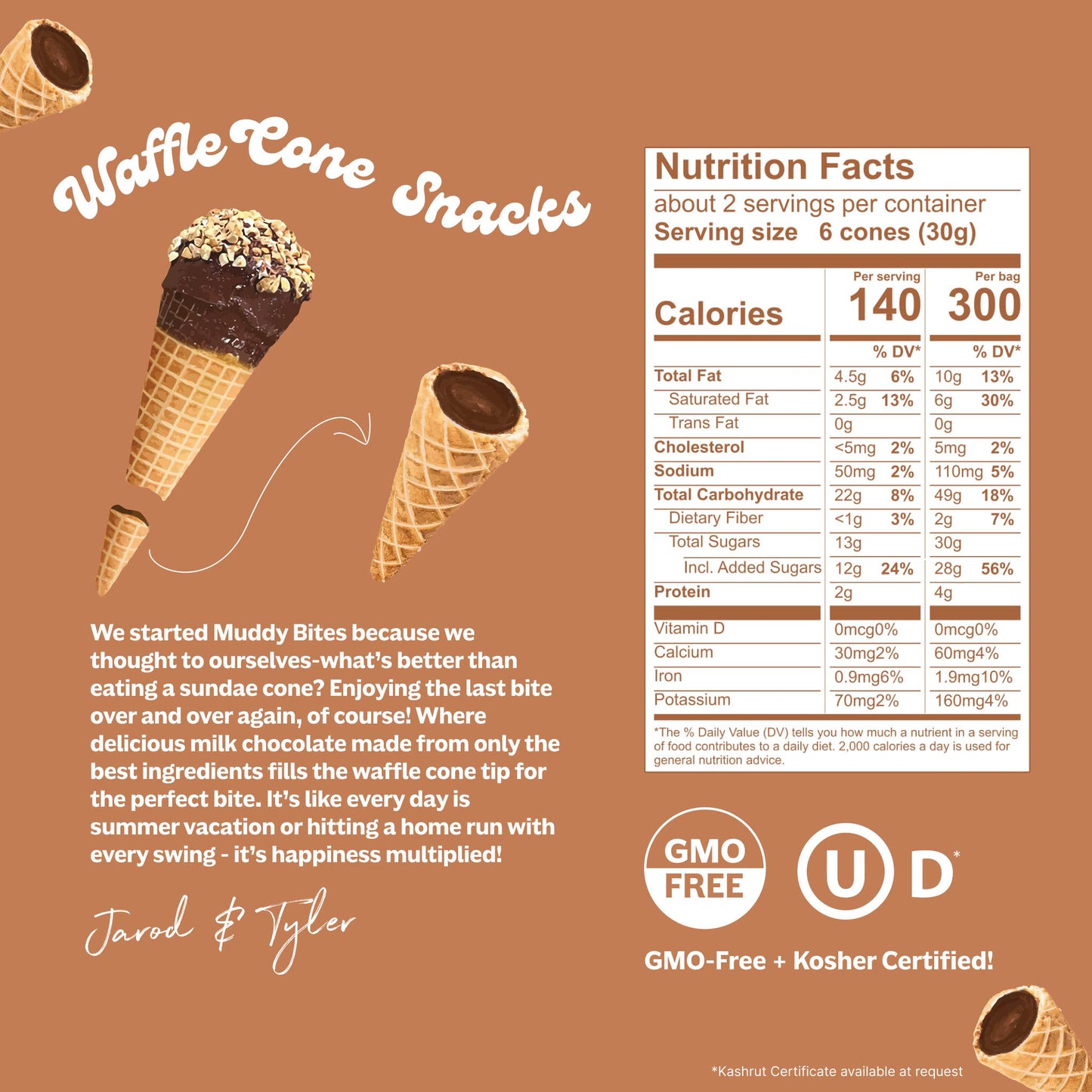 Muddy Bites Milk Chocolate Bite-Sized Waffle Cones Snacks, 2.33 oz