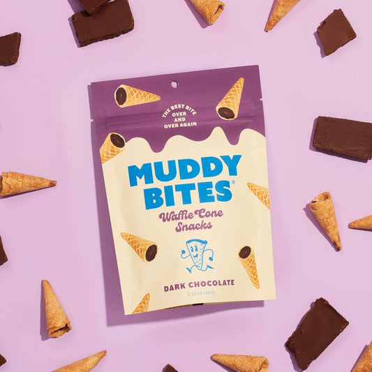 Muddy Bites Dark Chocolate Bite-Sized Waffle Cones Snacks, 2.33 oz