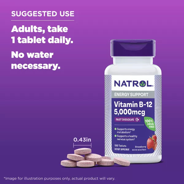 Natrol Vitamin B-12 5,000 mcg, 100 Count