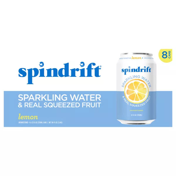 Spindrift Lemon Sparkling Water, 8 Count