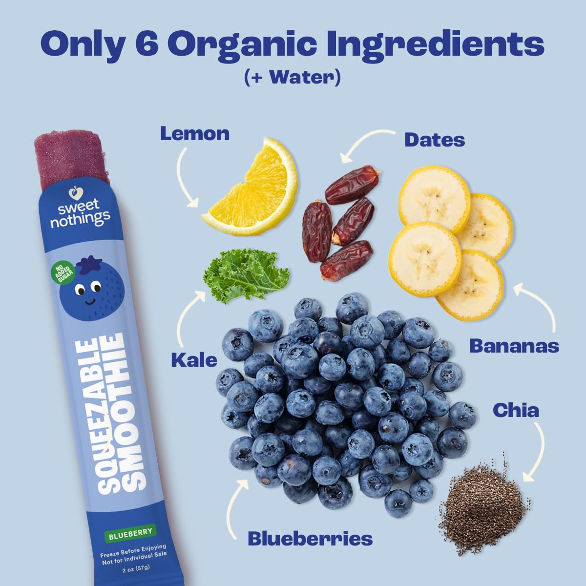 Sweet Nothings Blueberry with Kale Squeezable Smoothie, 6 Pack