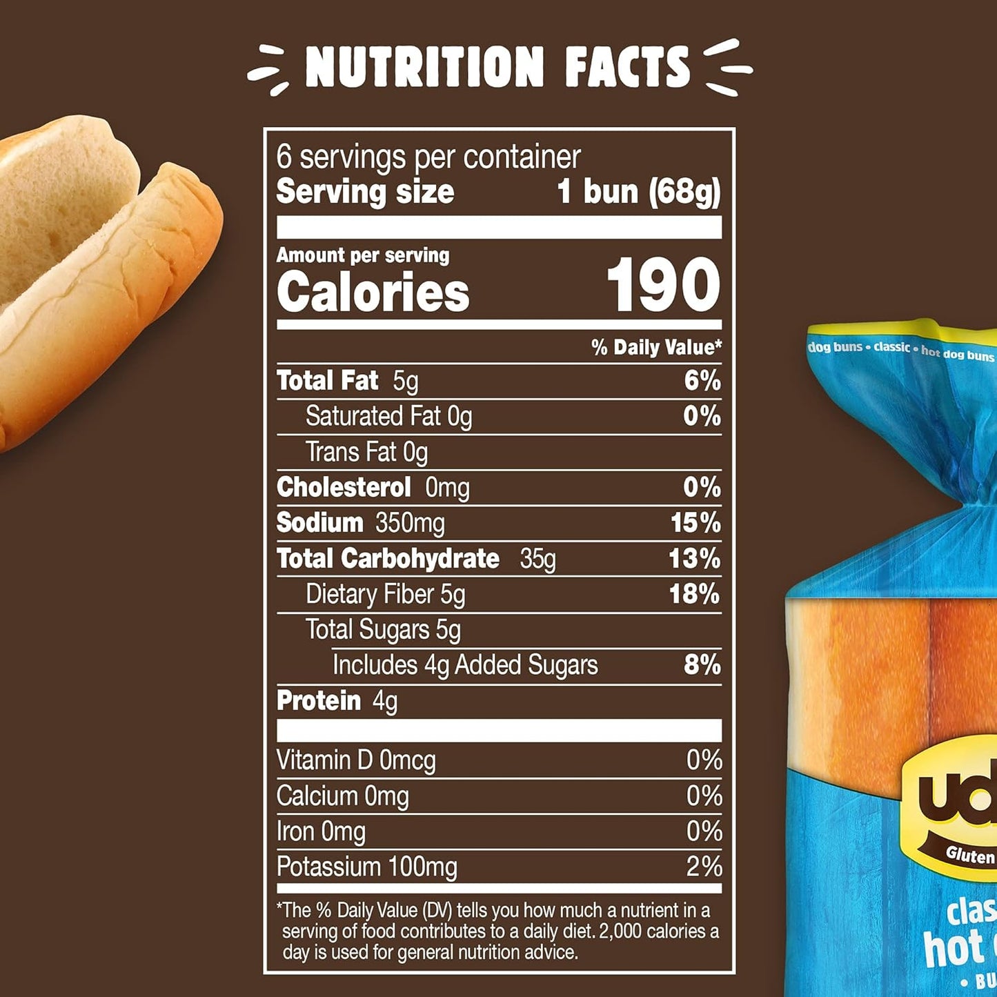 Udi's Gluten-Free Frozen Classic Hot Dog Buns, 14.3 oz