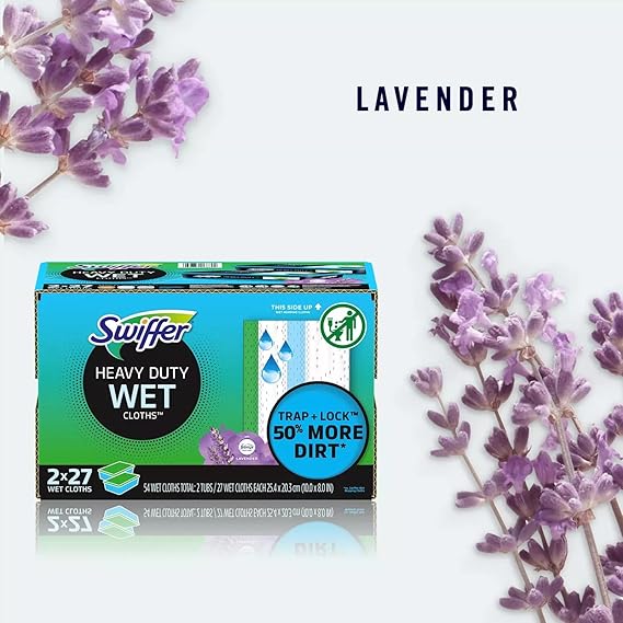 Swiffer Heavy Duty Wet Mopping Cloths Lavender, 54 Count